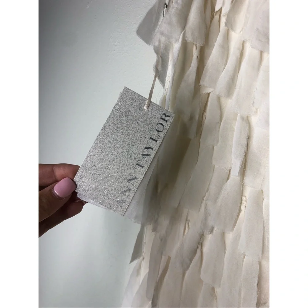 NWT Ann Taylor Cream Fringe Top - Picture 6 of 8